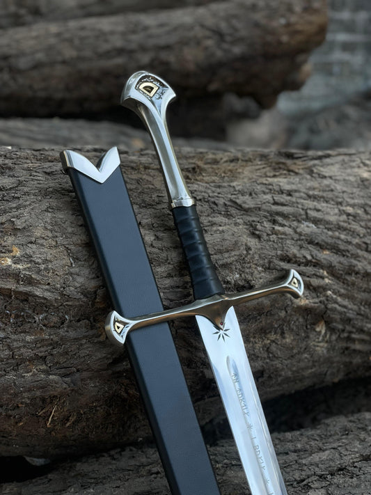 Anduril Narsil-Inspired Fantasy Sword Replica – 42" Stainless Steel LotR Style Collectible with Scabbard | Premium Display Sword USA