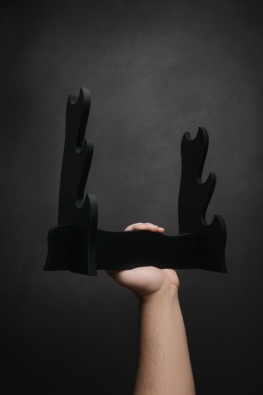 Premium Wooden Sword Display Stand | 3-Sword Rack | Medieval & Katana Wall/Desk Stand | Collectible Display Holder