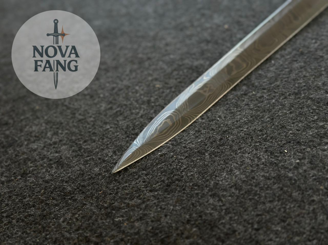 Damascus Steel Swept-Hilt Rapier – Hand-Forged Elegance