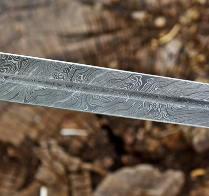 Hand-Forged Damascus Steel Longsword | Brass Guard & Walnut Grip | Collectible Medieval Sword | Custom Handmade Gift