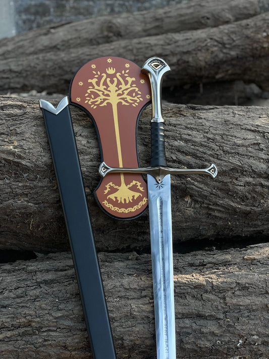 Anduril Narsil-Inspired Fantasy Sword Replica – 42" Stainless Steel LotR Style Collectible with Scabbard | Premium Display Sword USA